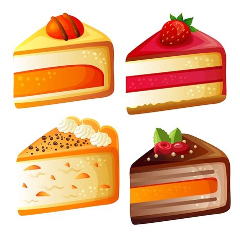 Premium Vector Four Slice Of Cakes