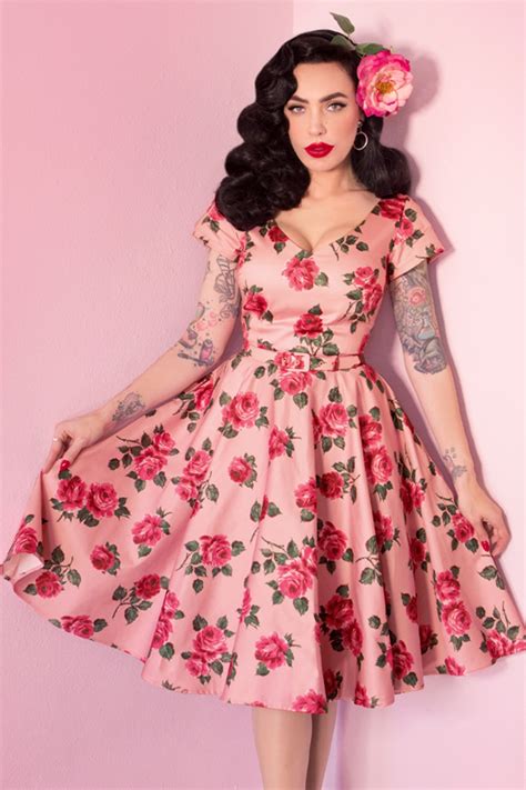 50s Vanity Fair Swing Dress In Vintage Roses