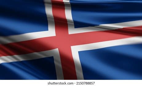 D Illustration Flag Iceland Close Waving Stock Illustration