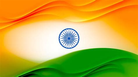 The Flag Of India Is Depicted On An Abstract Background With Wavy Lines