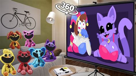 Smiling Critters REACT To Pomni Vs CatNap Girl In 360 VR Poppy