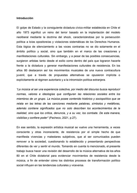 Solution Censura Y M Sica En La Dictadura Chilena Una Aproximaci N A