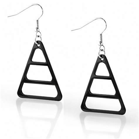 Paire De Boucles D Oreille Acier Inoxydable Triangle Noir