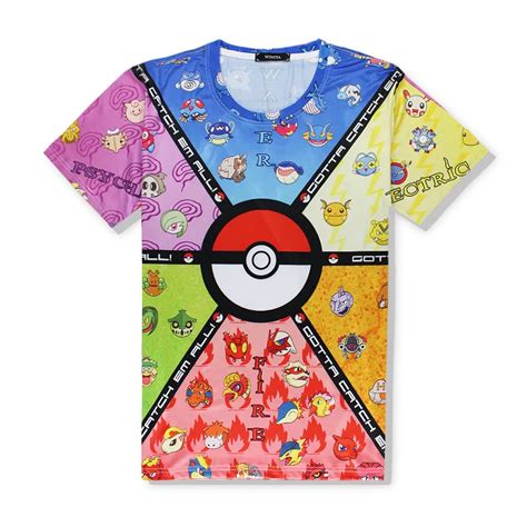 High Quality Comfortable Men S T Shirts Pokemon Print T Shirt Men