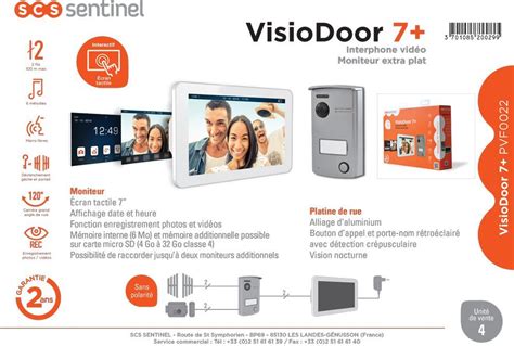 Scs Sentinel Visiophone Visiodoor Fils Ecran Couleur