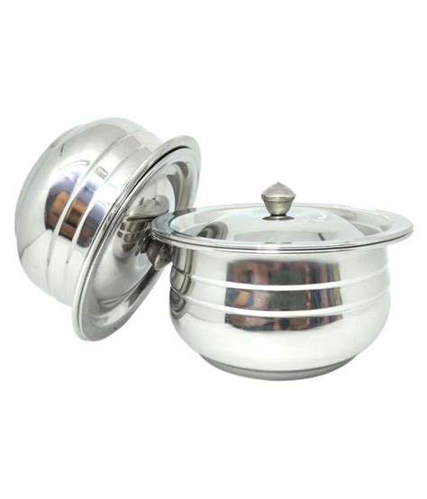 Bartan Hub Cook And Serve Handi No Coating Stainless Steel Handi 19 Cm