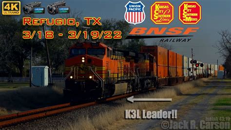 4K 60fps Railfanning Overnight Refugio TX 3 18 3 19 22 Feat KCS