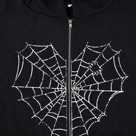 Y2k Zip Up Spider Web Graphic Hoodie Y2k Clothing Y2k Etsy