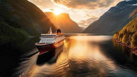 Premium AI Image A Cruise Ship Sailing Through The Picturesque