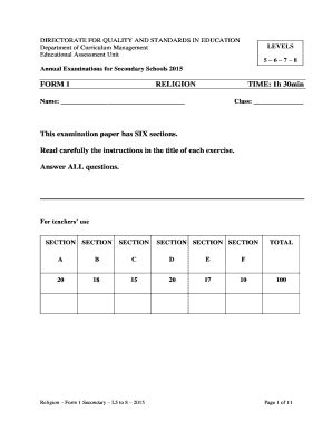 Fillable Online Directorate For Quality And Standards In Education