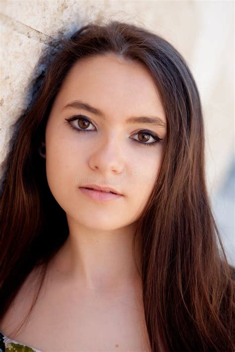 Spanish Brunette Girl With Long Hair Stock Photo Image Of Person