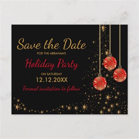 Elegant Christmas Party Save The Date Announcement Postcard Zazzle