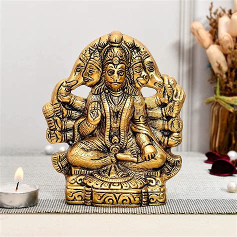 Buy Dreamsville Metal Panchmukhi Hanuman Murti Statue Showpiece Metal