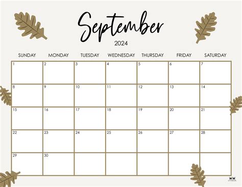 September 2024 Calendars - 50 FREE Printables - PrintaBulk