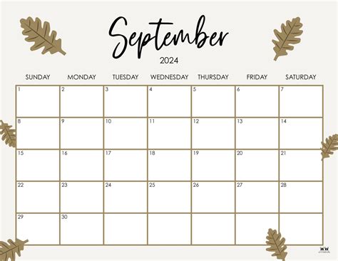 September Calendars Free Printables Printabulls