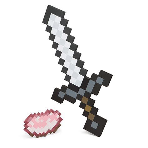 Minecraft Iron Sword And Raw Porkchop Thinkgeek Item Minecraft Merch