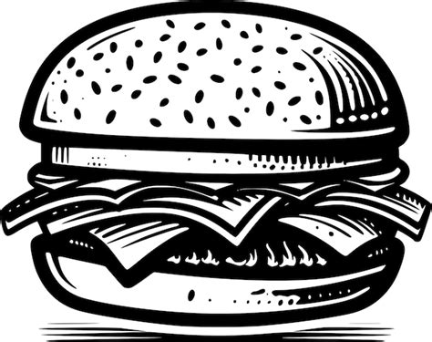 Premium Vector Burger Hamburger Hand Drawn Vector Illustration Sketch Retro Style