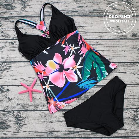 2019 Tropical Print Women Bikini Set Flower Back Cross Bikinis HOT