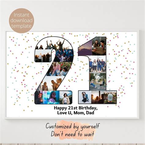 Custom 21st Birthday Photo Collage Template Personalized Gift For Her