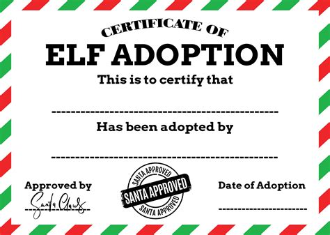 Printable Naughty Elf Adoption Certificates A Size Png Format Etsy