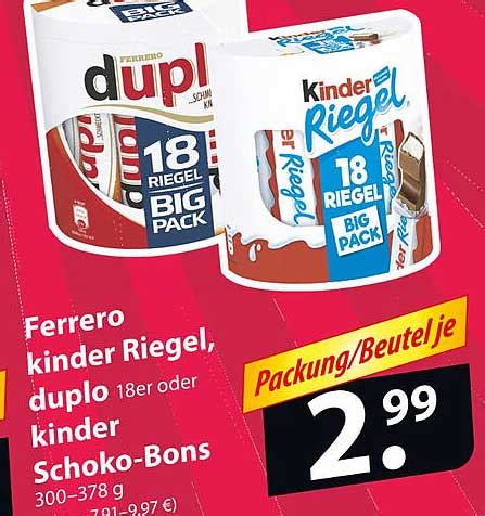 Ferrero Kinder Riegel Duplo Oder Kinder Schoko Bons Angebot Bei Famila