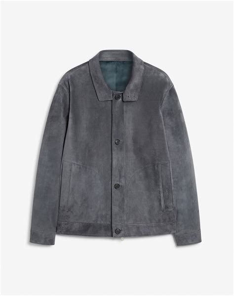 Men S Mid Grey Suede Harrington Jacket Dunhill Us Online Store