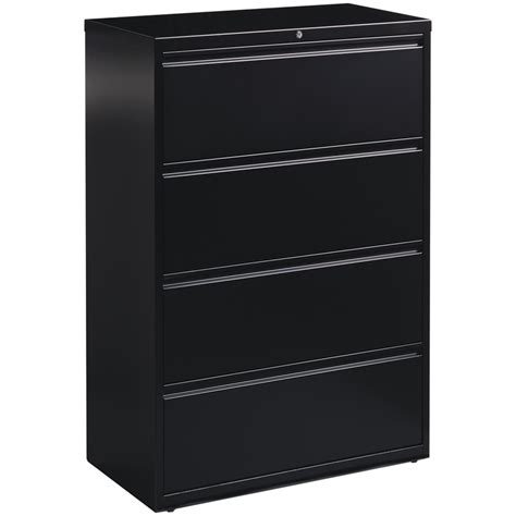 Hirsh 36 In Wide Hl8000 Series Metal 4 Drawer Lateral File Cabinet Black