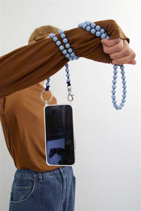 Ina Seifart Handykette Iphone Necklace In Pastel Blue With Dark Blue