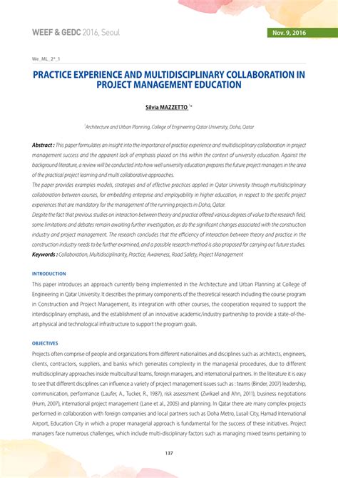 Pdf Practice Experience And Multidisciplinary Collaboration In