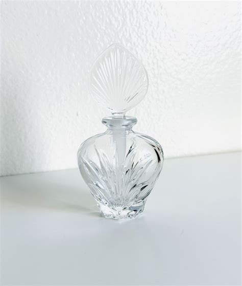 Vintage Crystal Perfume Bottle With Dauber Stopper 6 Tall Clear Glass
