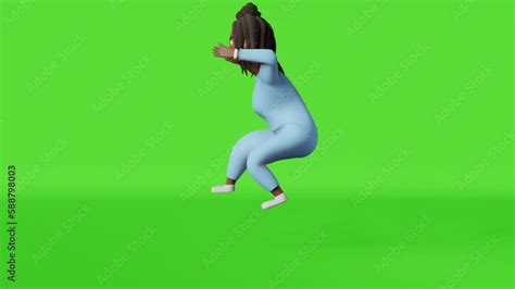 African American Body Positive Woman 3d Animation Character Jump 4k