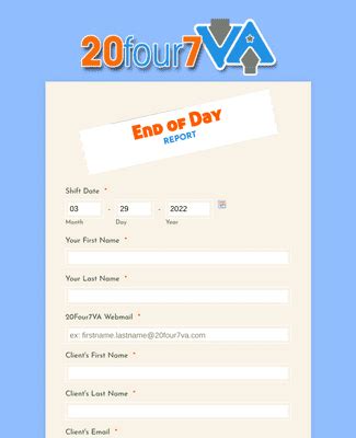 End Of Day Report Form Template Jotform