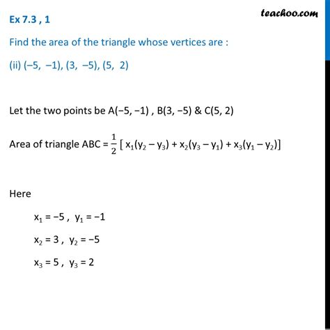 Find Area Of Triangle Whose Vertices Are 5 1 3 5 5 2