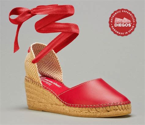 Red Lola Leather Espadrilles Espadrilles High Wedges