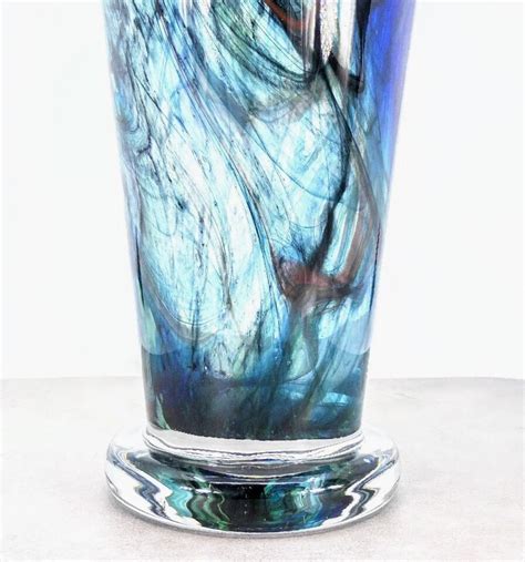 Makora Krosno Murano Style Hand Blown Streaked Glass Vase Tall