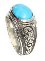 925 Sterling Silver Ellipse Turquoise Stone Men Ring