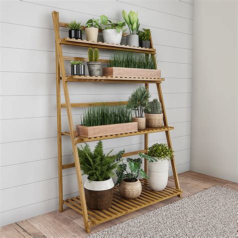 Customer Reviews: Nature Spring Ladder Plant Stand-4 Tier Freestanding Bamboo Storage Shelf ...