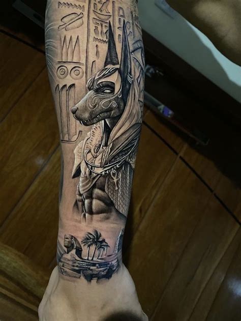 Anubis Egyptian Tattoo Sleeve