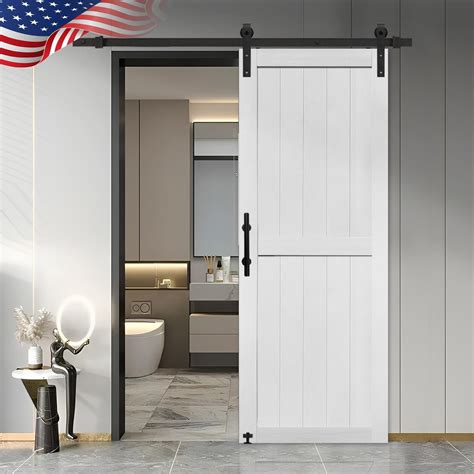 S Z Tophand In X In Mdf Barn Door With Ft Sliding Door Hardware