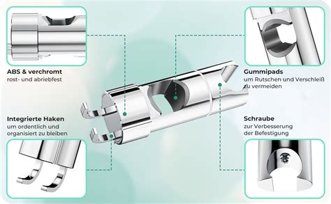 Alyvisun Verstellbarer Duschhalterung mit 2 Haken für 20 523 5 mm