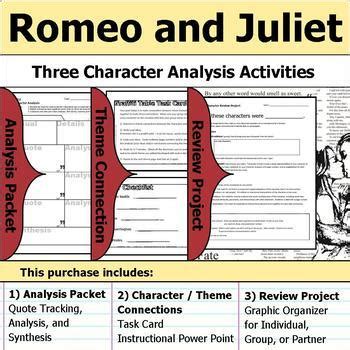 Romeo and Juliet - Character Analysis Packet, Theme Connections, & Project