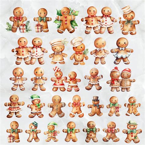 Gingerbread Man Clip Art Watercolor Christmas Gingerbread Man Png Clip