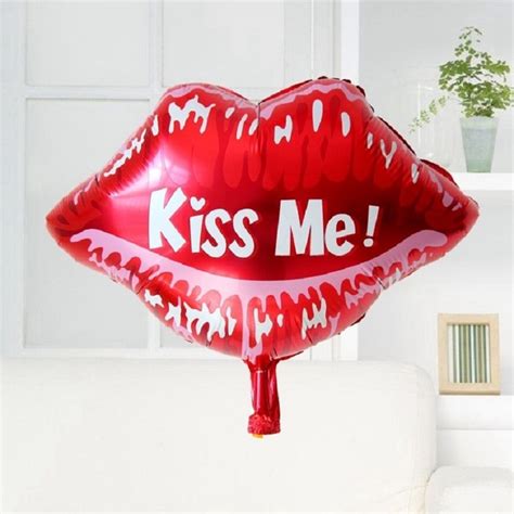 2 Pcs Red Lips Shape Foil Balloon Valentine Day Wedding Decoration Inflatable Balloon Kiss Me