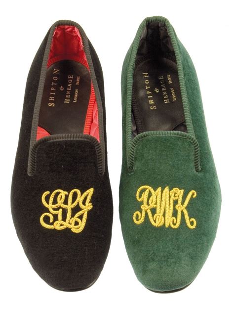 Initialled Monogrammed Velvet Slipper Velvet Slippers Monogram