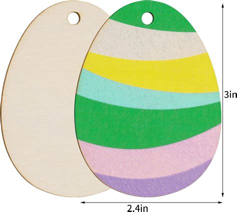 Buy Yookat 50 Pieces Easter Egg Wooden Cutout Unfinished Wood Easter