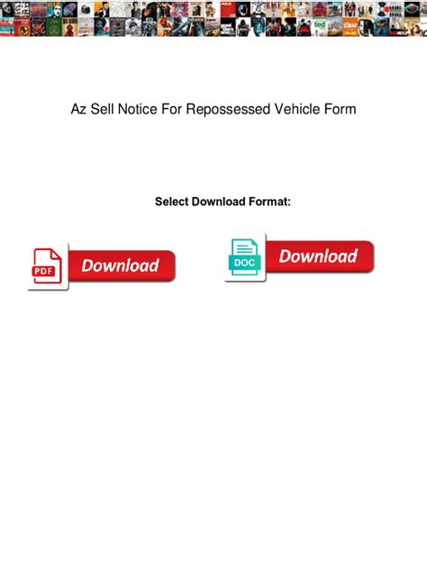 Fillable Online Az Sell Notice For Repossessed Vehicle Form Az Sell Notice For Repossessed