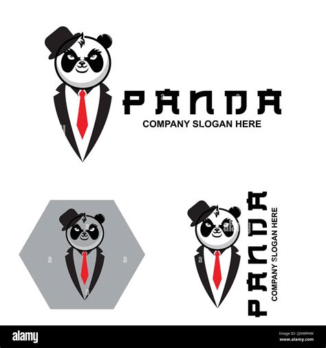 Cute Panda Logo Vector Design Animal Background Illustration Stock