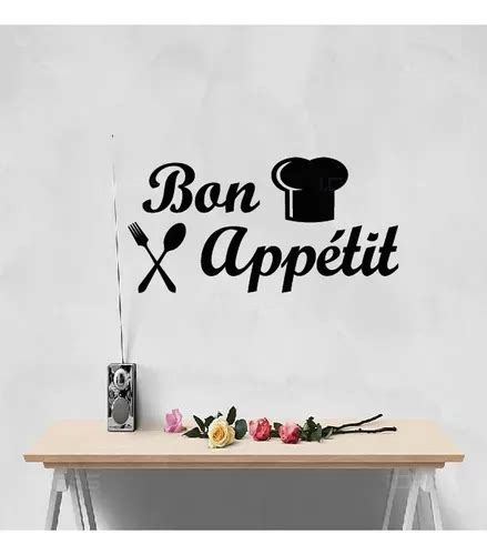 Vinilo Decorativo Frase Bon Appetit Cocina Chef Hogar Sticke Meses