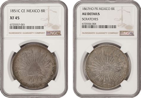 1851 67年墨西哥钱币一组两枚MEXICO Duo of 8 Reales 2 Pieces 1851 67 Both