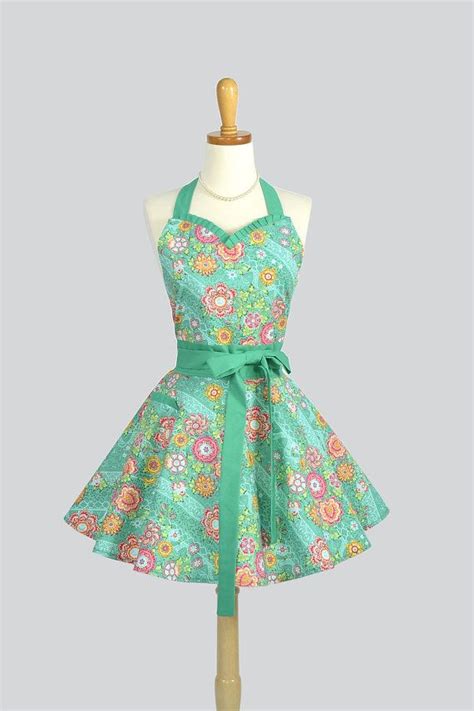 Sweetheart Retro Apron Sexy Womens Apron In Amy Butlers Emerald Green